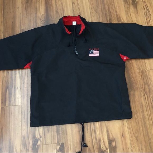 St Thomas Navy Embroidered Flag Pull Over Jacket Coastal Nautical Unisex Medium - Picture 13 of 13